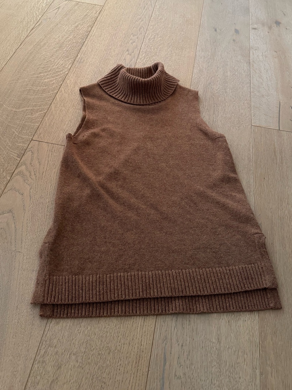 J.Crew Factory Brown Cotton Wool Blend Turtleneck Sleeveless Sweater Tank Small